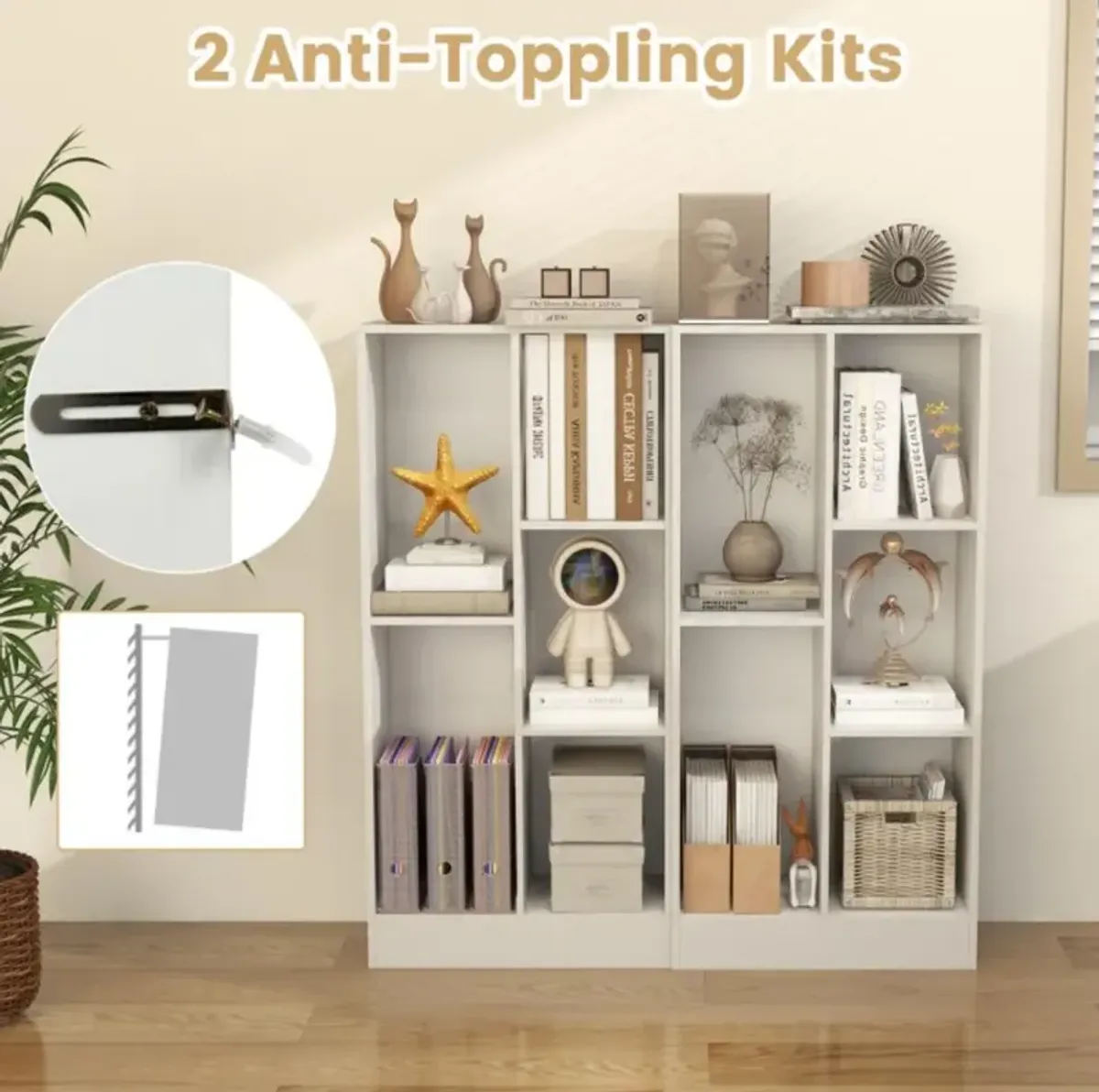 41 Inches 5-Cube Floor Bookcase with 2 Anti-Tipping Kits