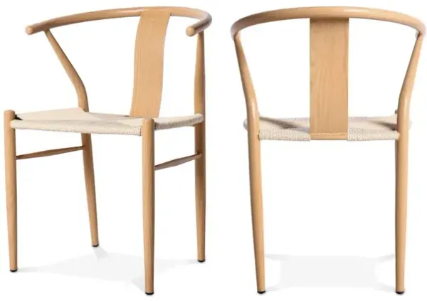 Meridian Furniture Beck Beige Hand Woven Rope Dining Chair, Set of 2