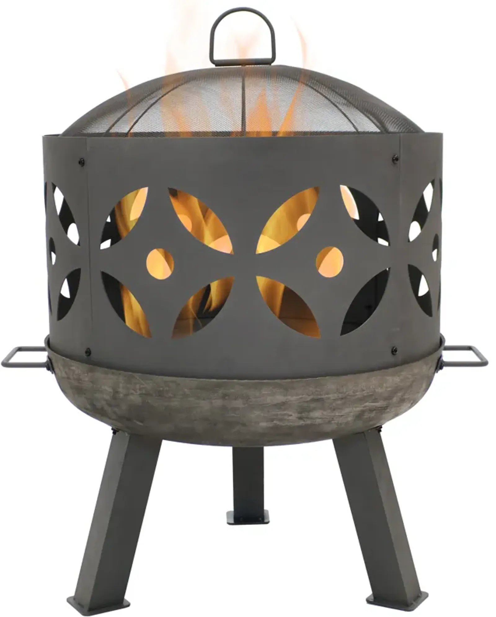 Sunnydaze 26 in Retro Cast Iron Fire Pit with Spark Screen