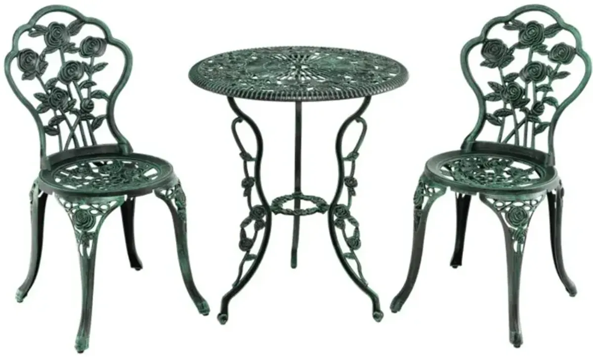 Hivvago Outdoor Cast Aluminum Patio Furniture Set with Rose Design