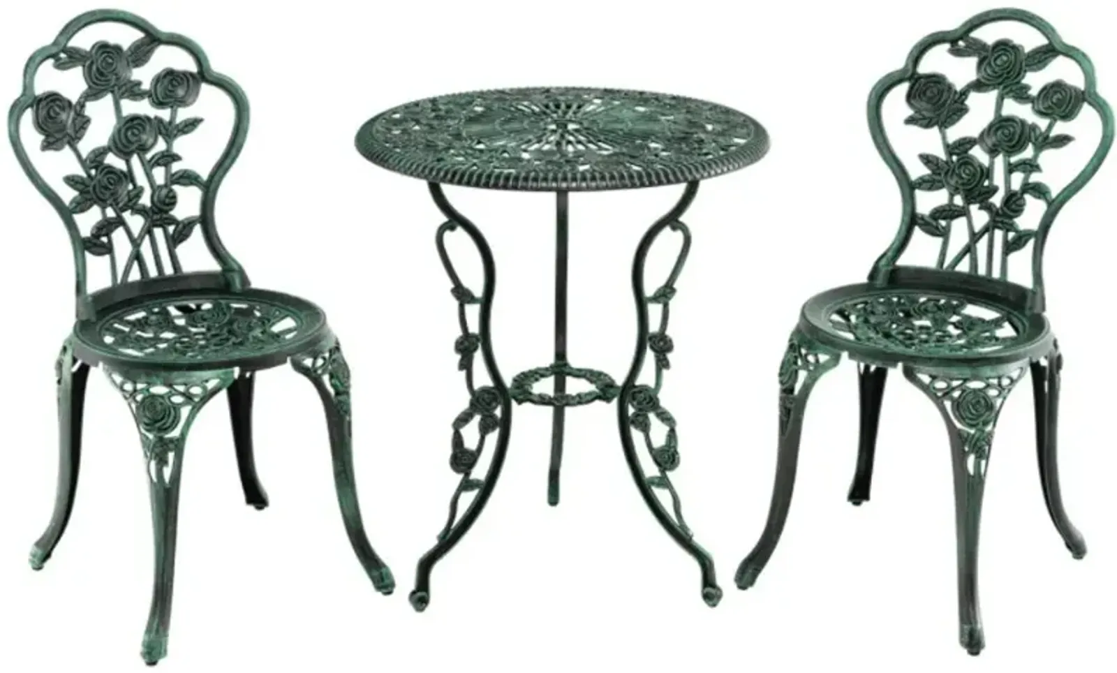 Hivvago Outdoor Cast Aluminum Patio Furniture Set with Rose Design