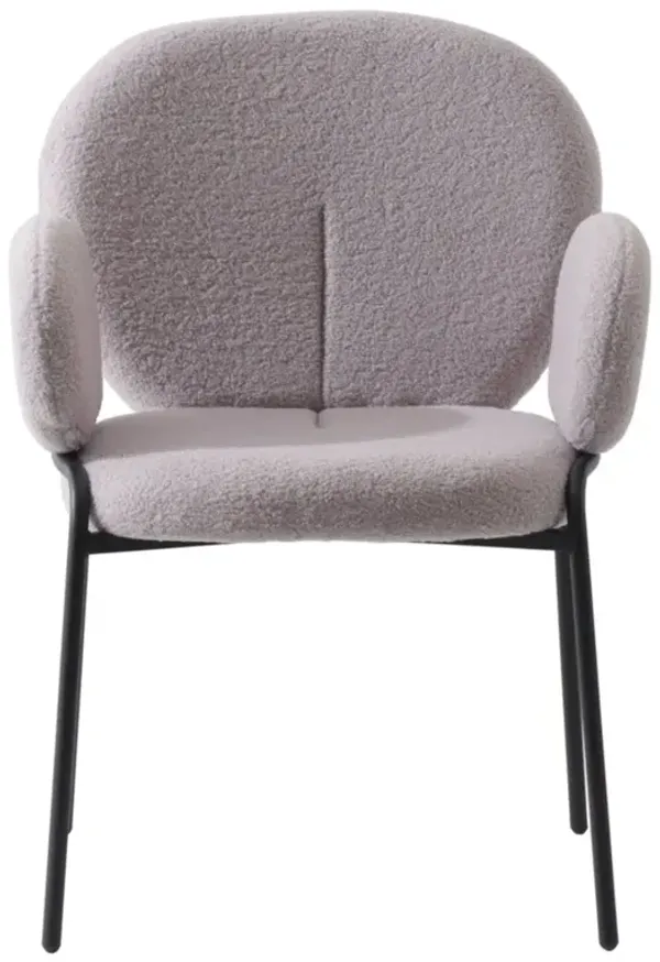 LeisureMod Celestial Series Boucle Dining Arm Chair, Black Frame with Grey Fabric Set of 2