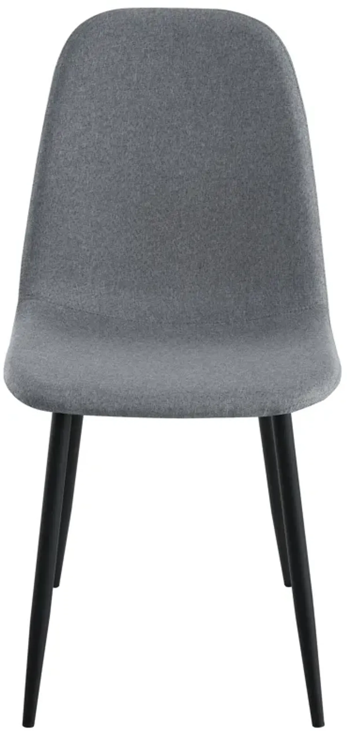 Dinar Dining Chair Set of 4, Gray Fabric Bucket Seat, Black Metal Legs - Benzara