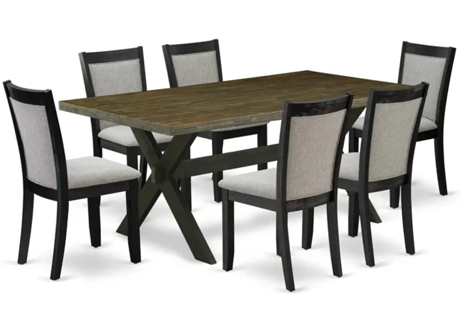 East West Furniture X677MZ606-7 7Pc Dining Room Set - Rectangular Table and 6 Parson Chairs - Multi-Color Color