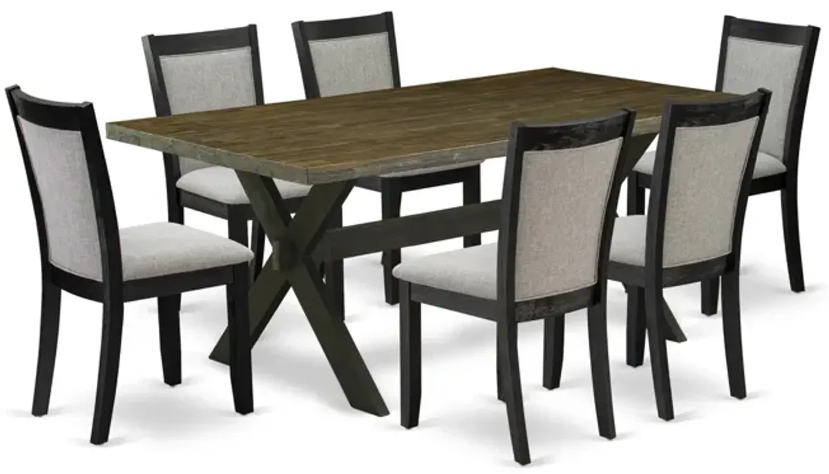 East West Furniture X677MZ606-7 7Pc Dining Room Set - Rectangular Table and 6 Parson Chairs - Multi-Color Color