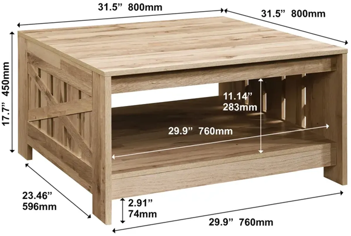 31.5 in. Square Wood Coffee Table