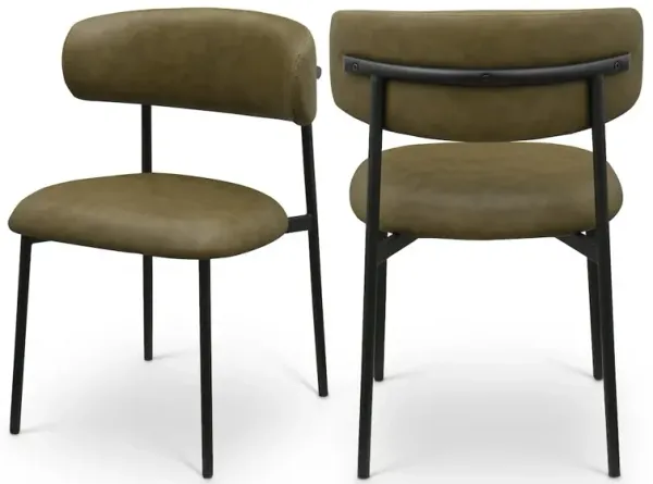 Meridian Furniture Lupita Olive Vegan Leather Dining Chair, Set of 2