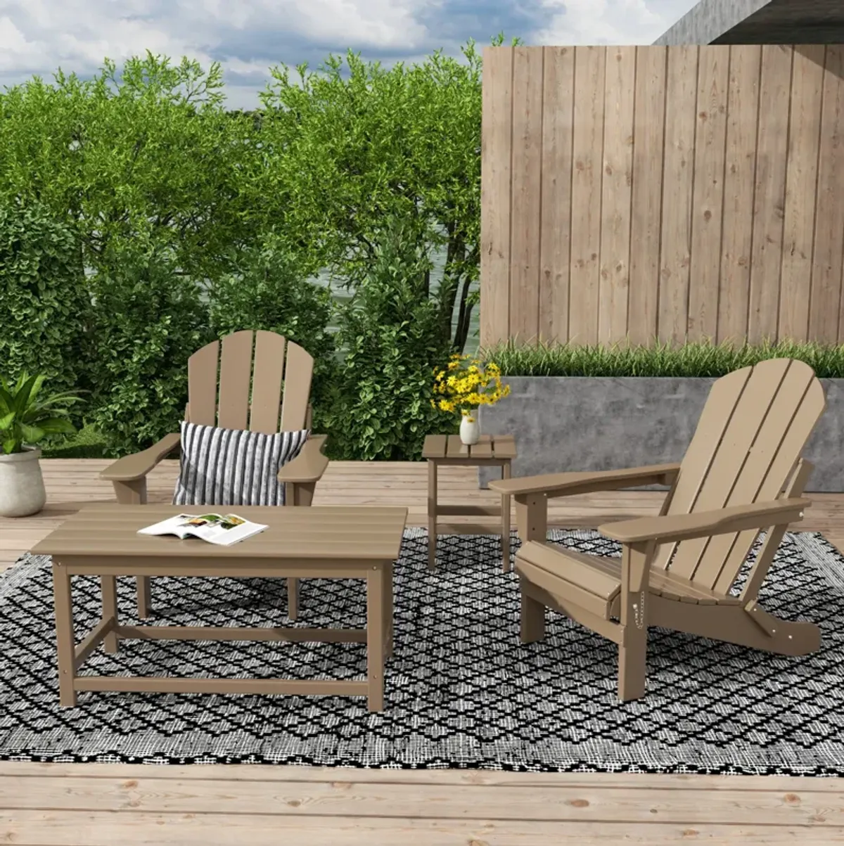 WestinTrends 4-Piece Outdoor Paio Adirondack Conversation Seating Set