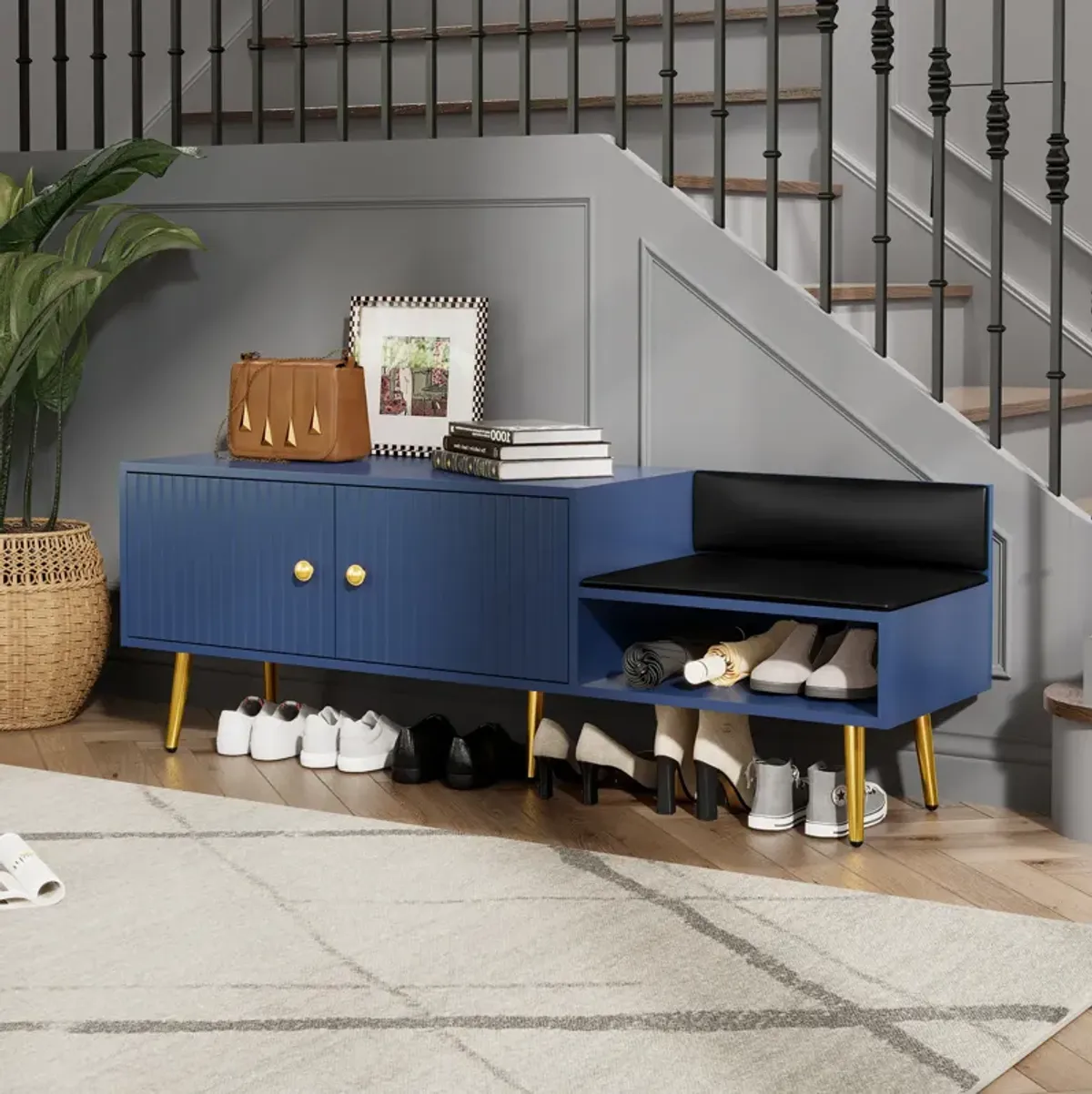 Modern Shoe Storage Bench Cabinet