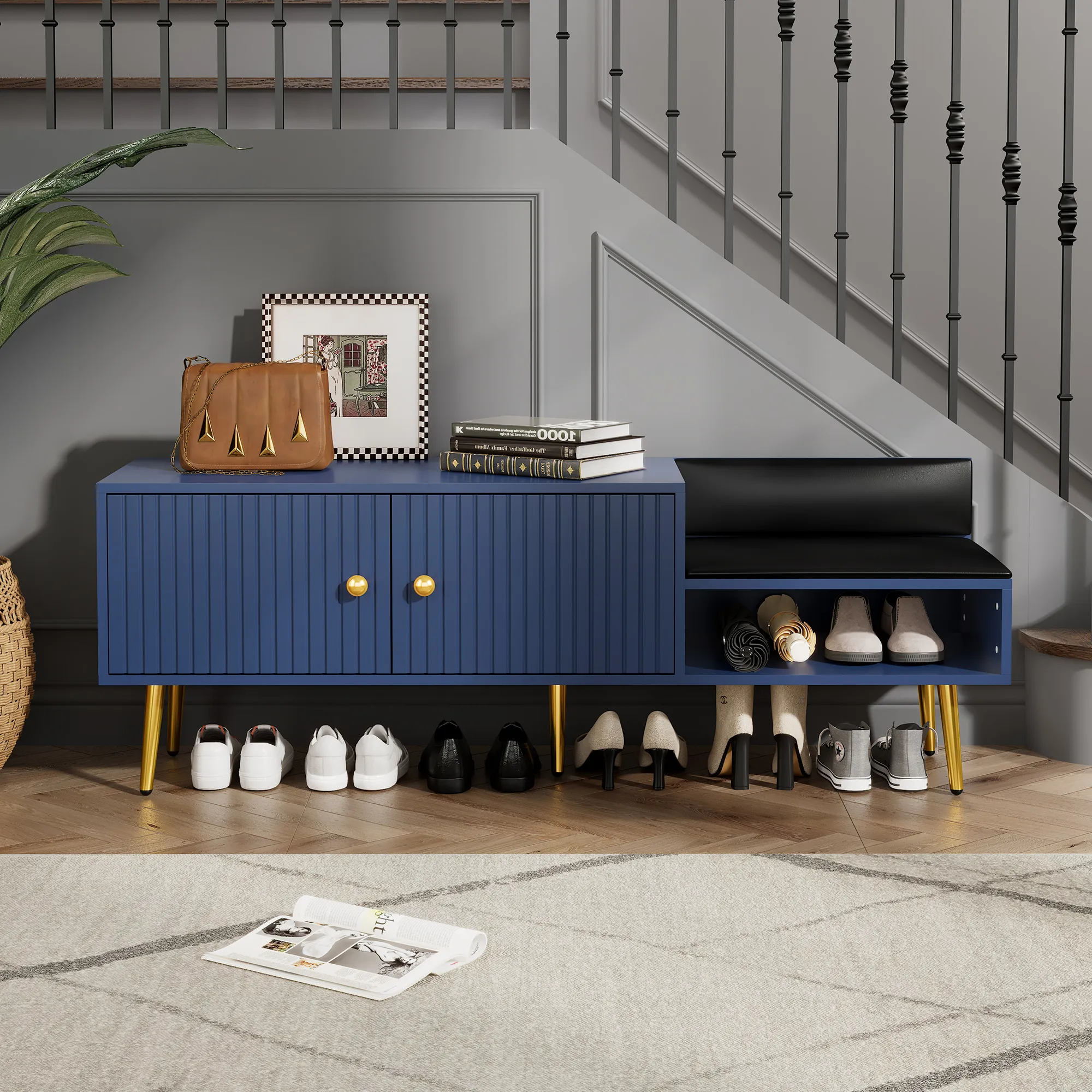 Modern Shoe Storage Bench Cabinet