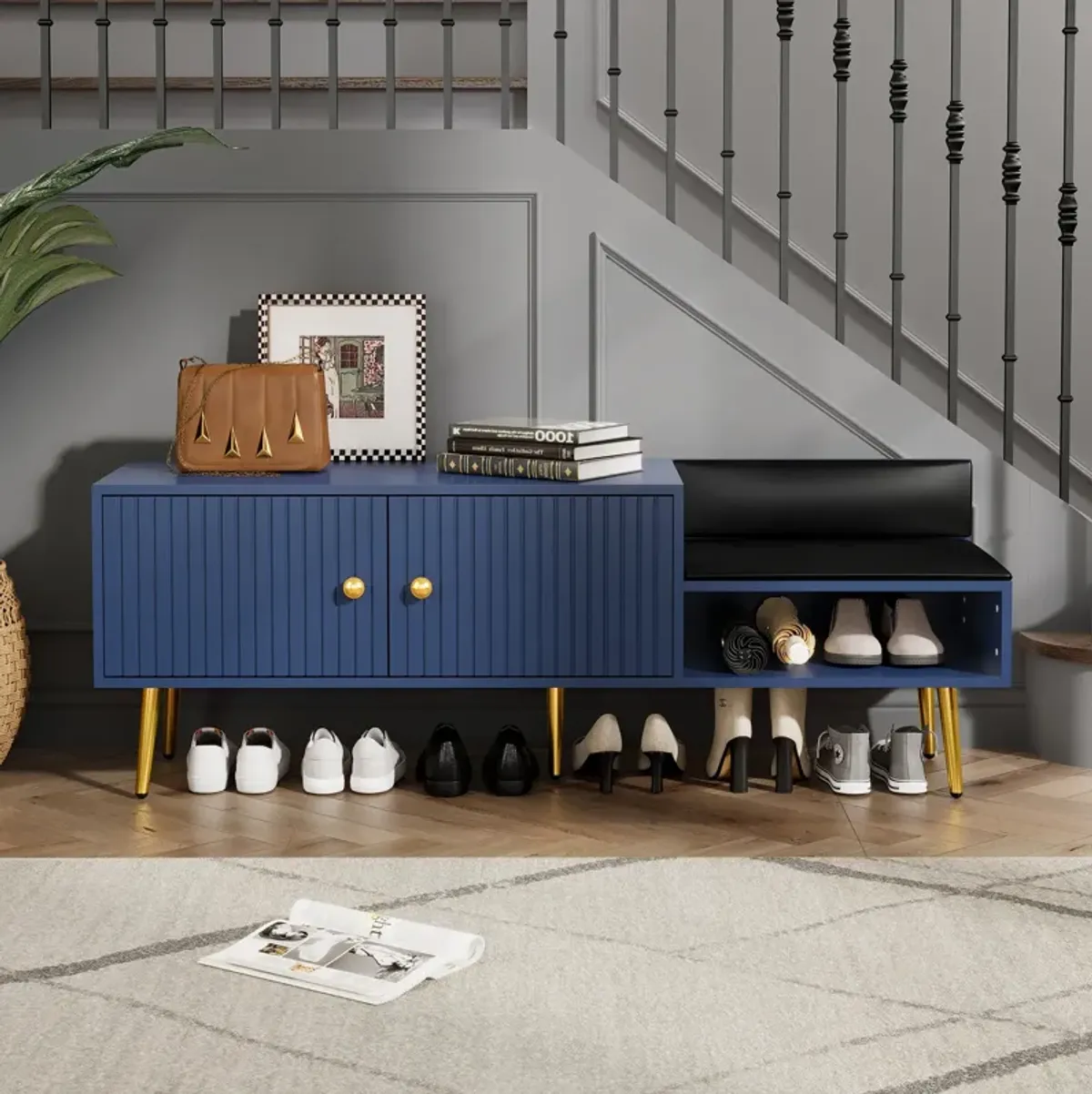 Modern Shoe Storage Bench Cabinet