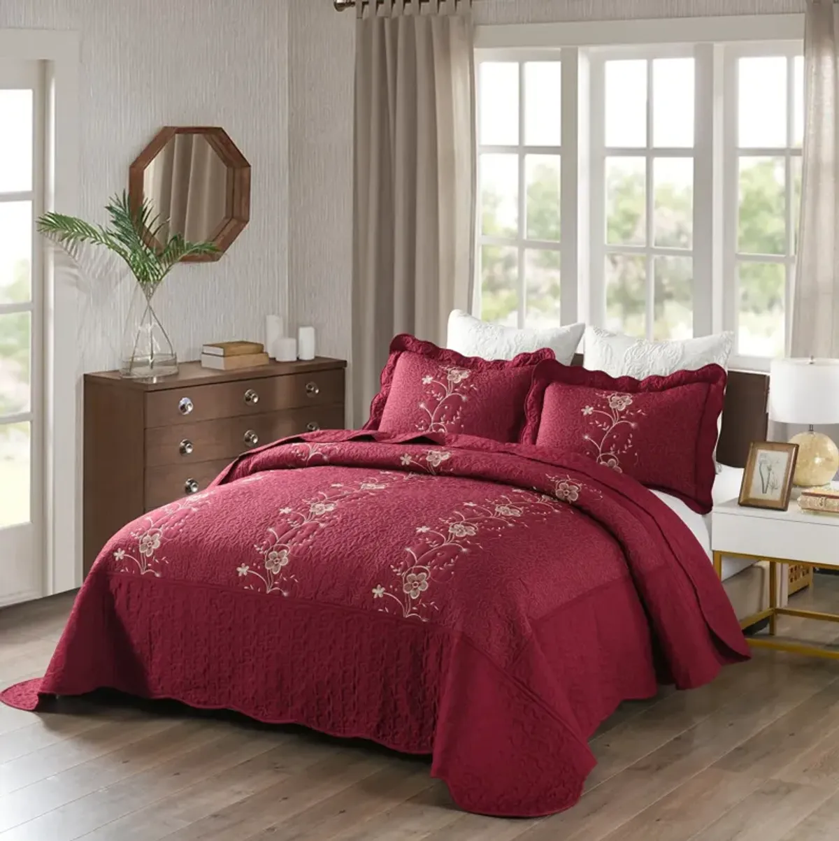 MarCielo 3 Piece Lightweight Bedspread Quilt Set Lapaz