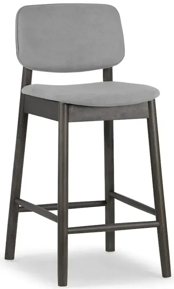 Glamour Home Set of 2 Azura Gray Fabric Counter Stool with Black Wood Legs