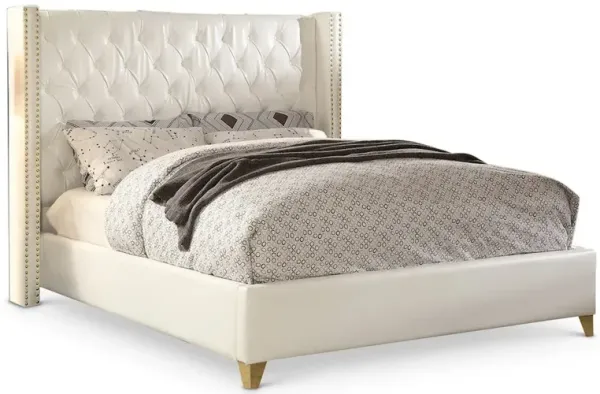 Meridian Furniture Soho White Vegan Leather King Bed