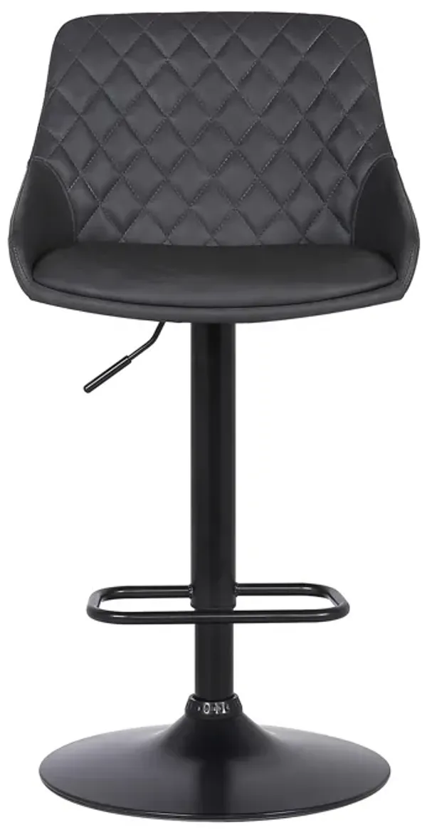 Metal and Leatherette Bar Stool with Adjustable Height, Black