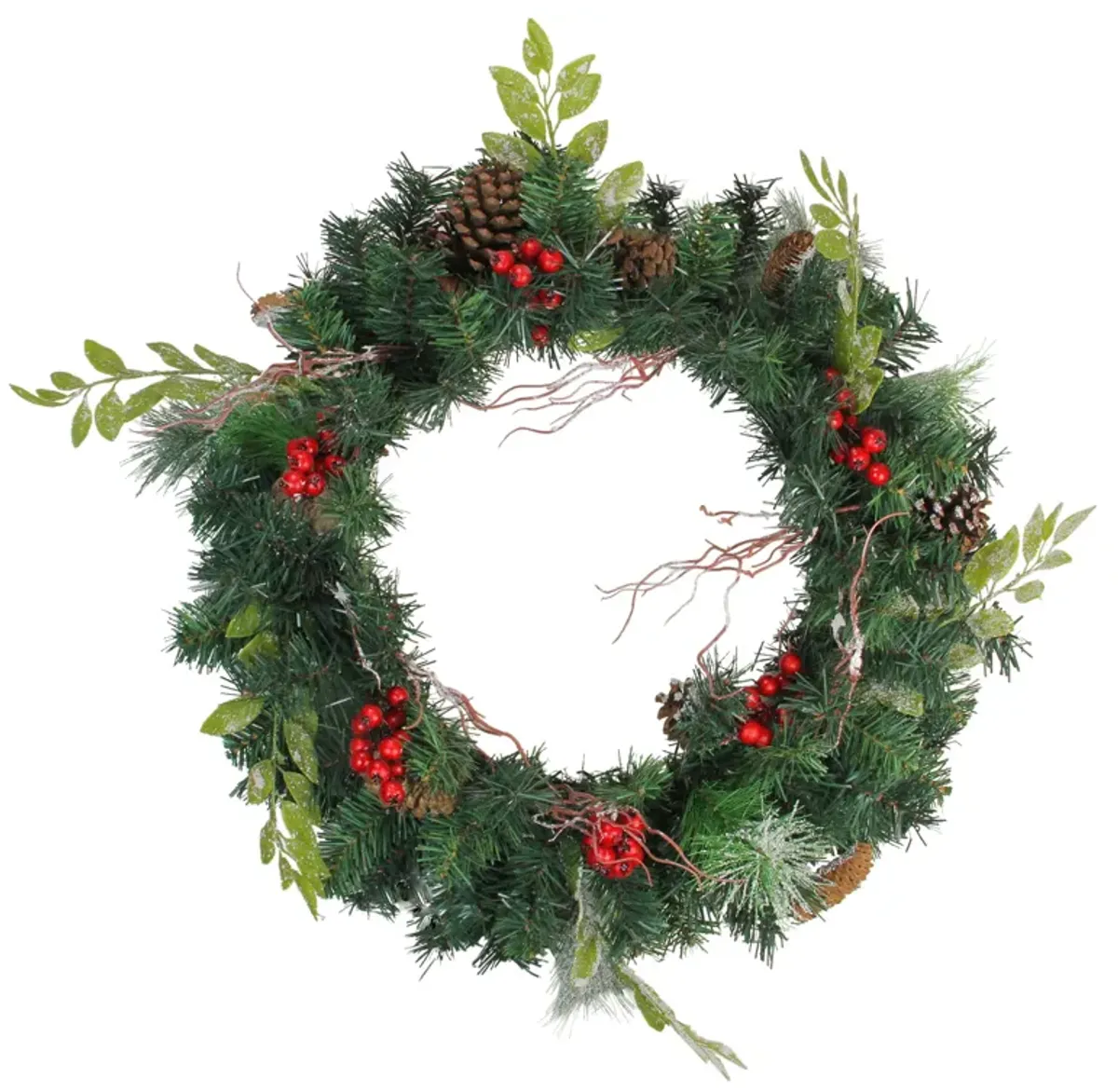 Pre-Decorated Frosted Pinecone and Berry Artificial Christmas Wreath - 24-Inch  Unlit