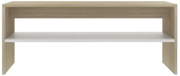 vidaXL Coffee Table White and Sonoma Oak 39.4"x15.7"x15.7" Chipboard
