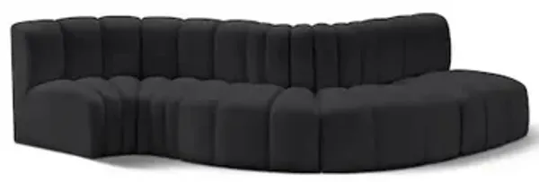 Meridian Furniture Arc Black Vegan Leather Modular Sofa