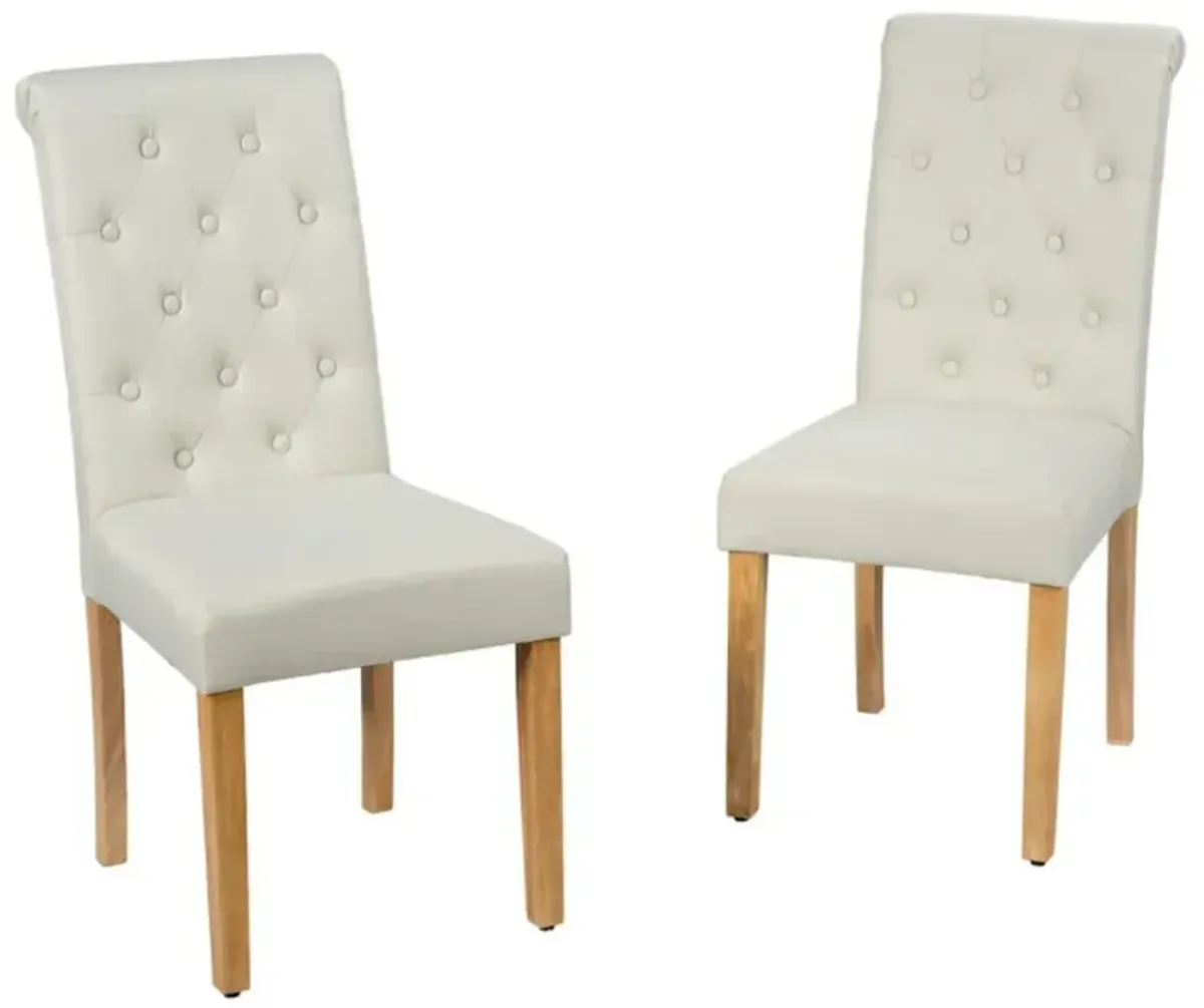 Hivvago 2 Pieces Tufted Dining Chair Set with Adjustable Anti-Slip Foot Pads