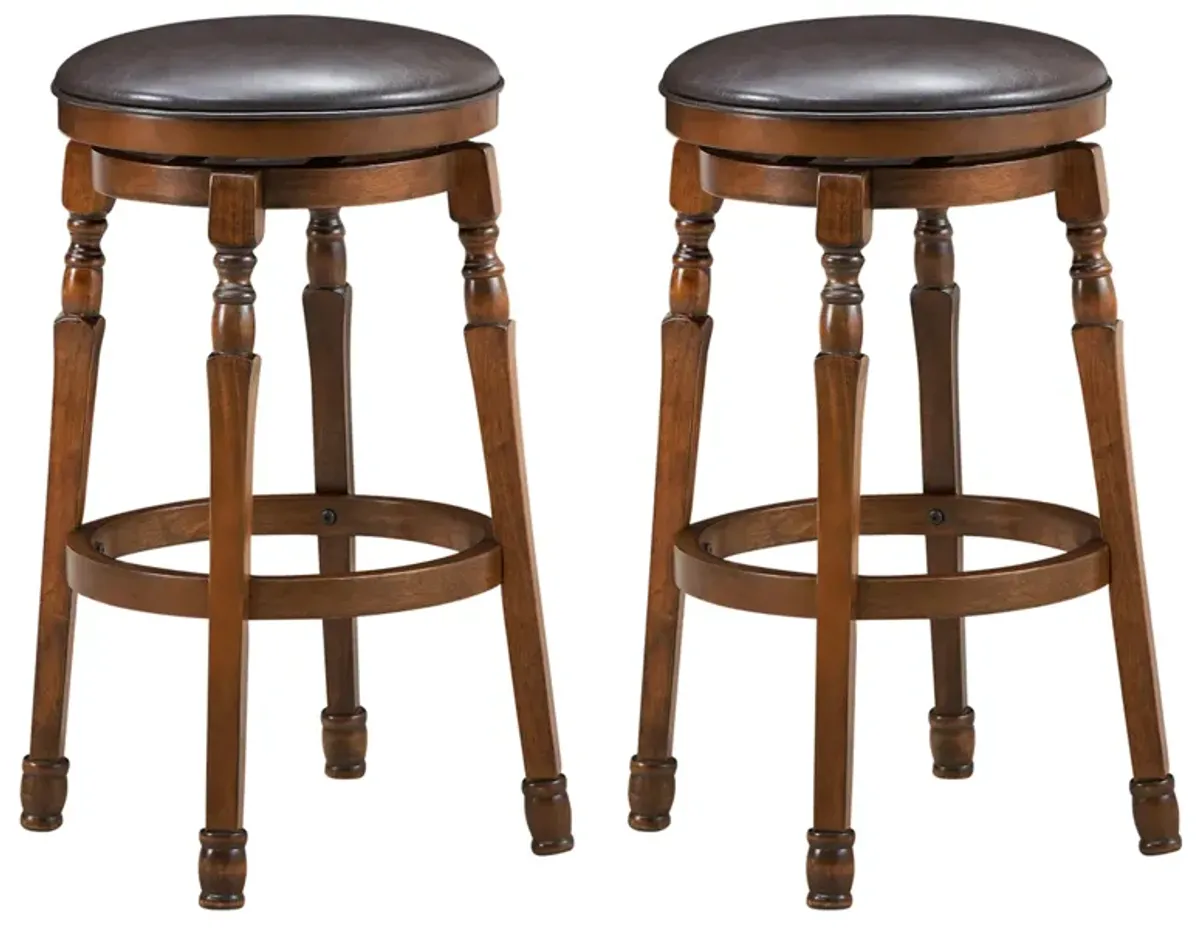 Set of 2 Swivel Leather Padded Dining Bar Stools