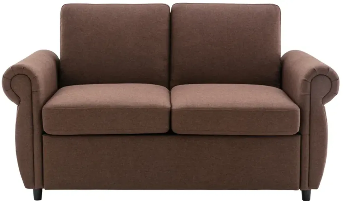 57.5" Pull Out Sofa Bed Loveseat Sleeper With Twin Size Memory Mattress For Living Room Spaces