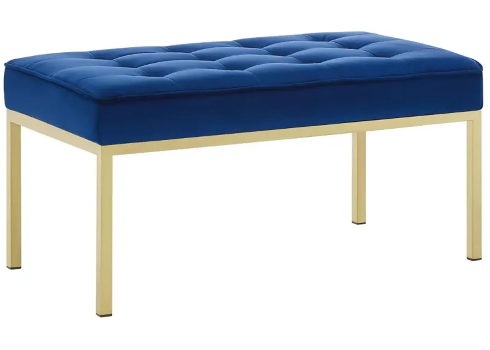 Modway Loft Tufted Button Performance Velvet Upholstered Medium Accent Bench in Gold Navy