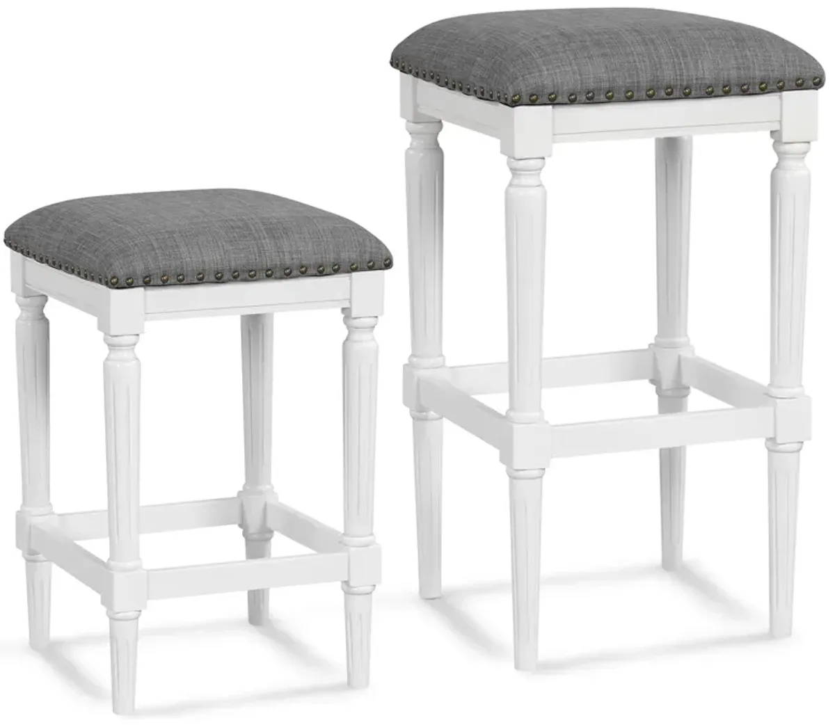 3 Heights Square Saddle Stool Set of 2 with Footrests and Padded Seats