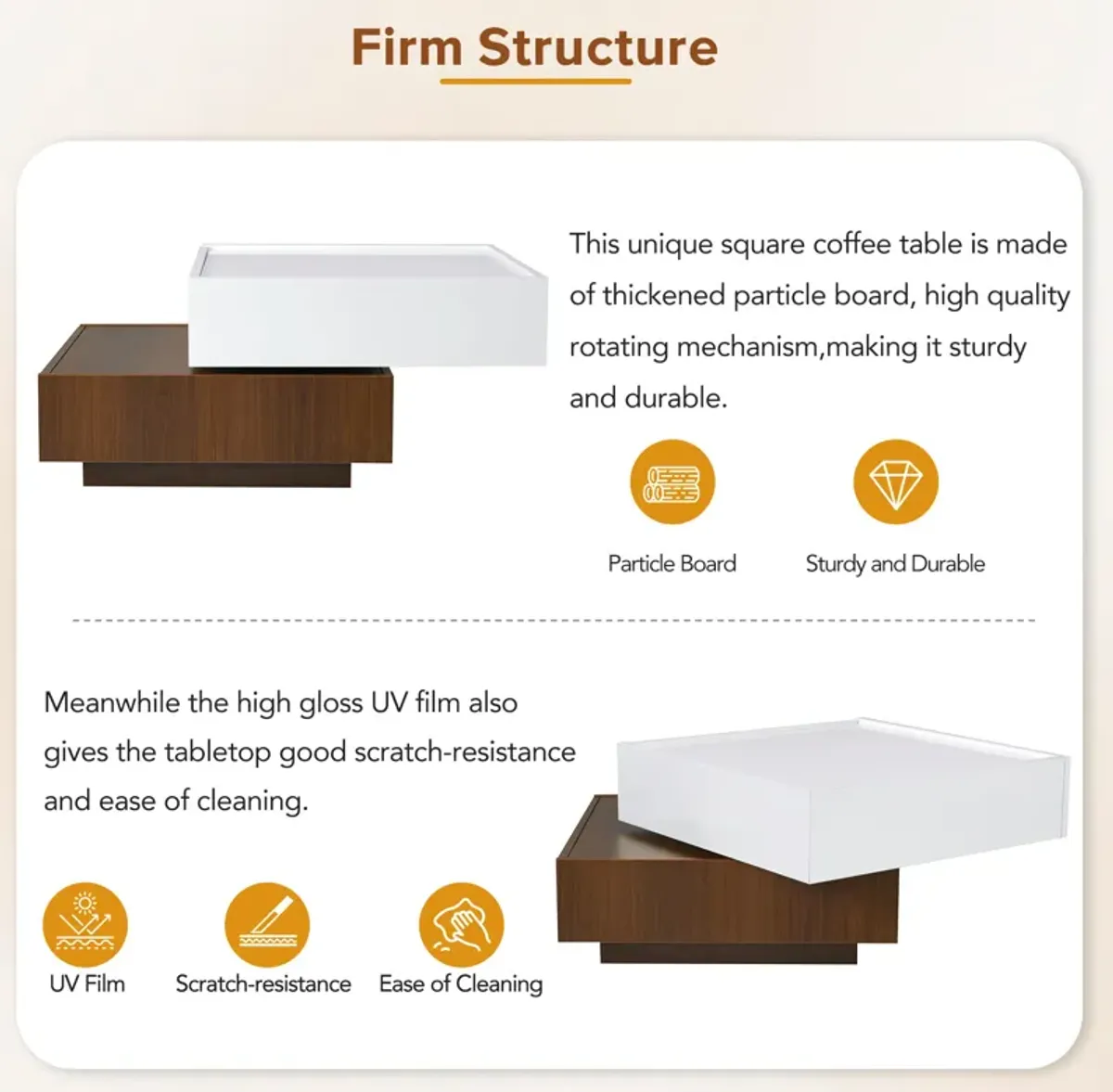 Merax Multi-functional Square 360°Rotating Coffee Table