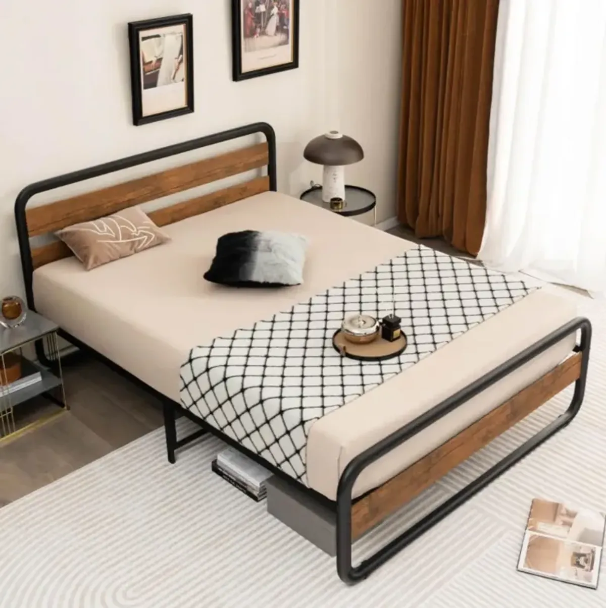 Hivvago Arc Platform Bed with Headboard and Footboard