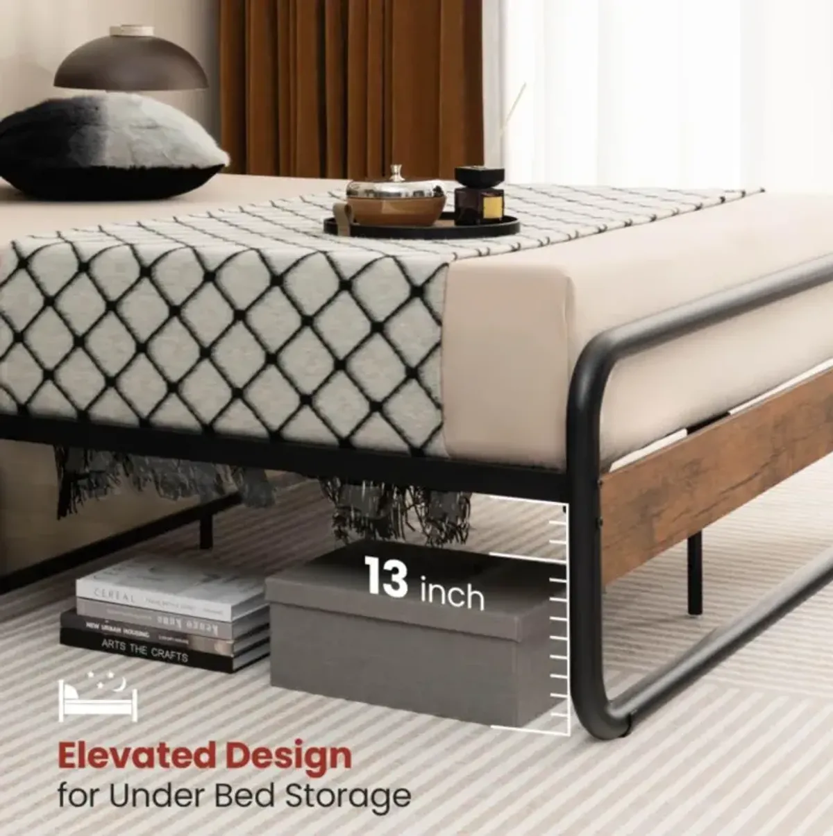 Hivvago Arc Platform Bed with Headboard and Footboard