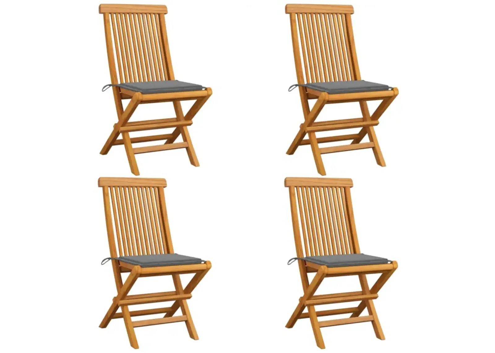 vidaXL Garden Chairs with Gray Cushions 4 pcs Solid Teak Wood