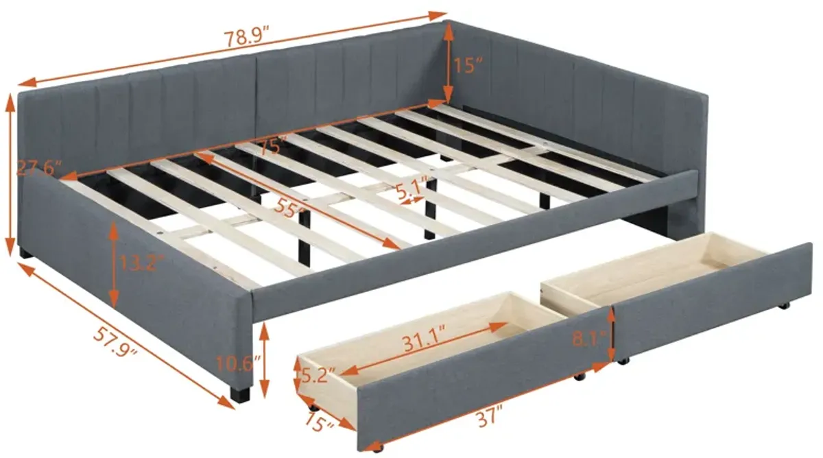 Merax Upholstered Daybed with 2 Storage Drawers