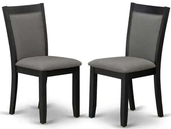 East West Furniture MZC6T50 Modern Dining Chairs - Dark Gotham Grey Linen Fabric Seat and High Chair Back - Wire Brushed Black Finish (SET OF 2)