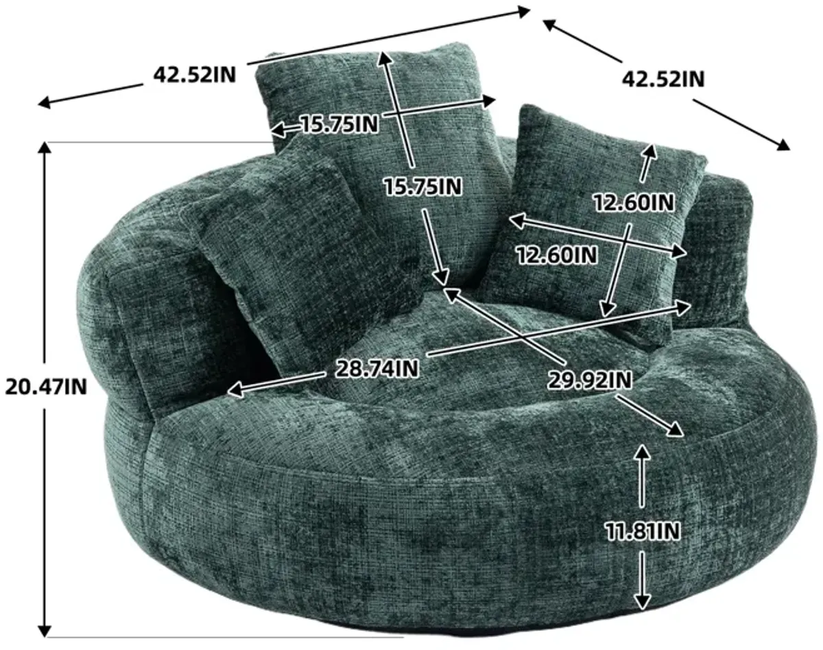 Mondawe Lazy Sofa Comfort Lounger High Back Bean Bag Chair Couch With Three Pillows