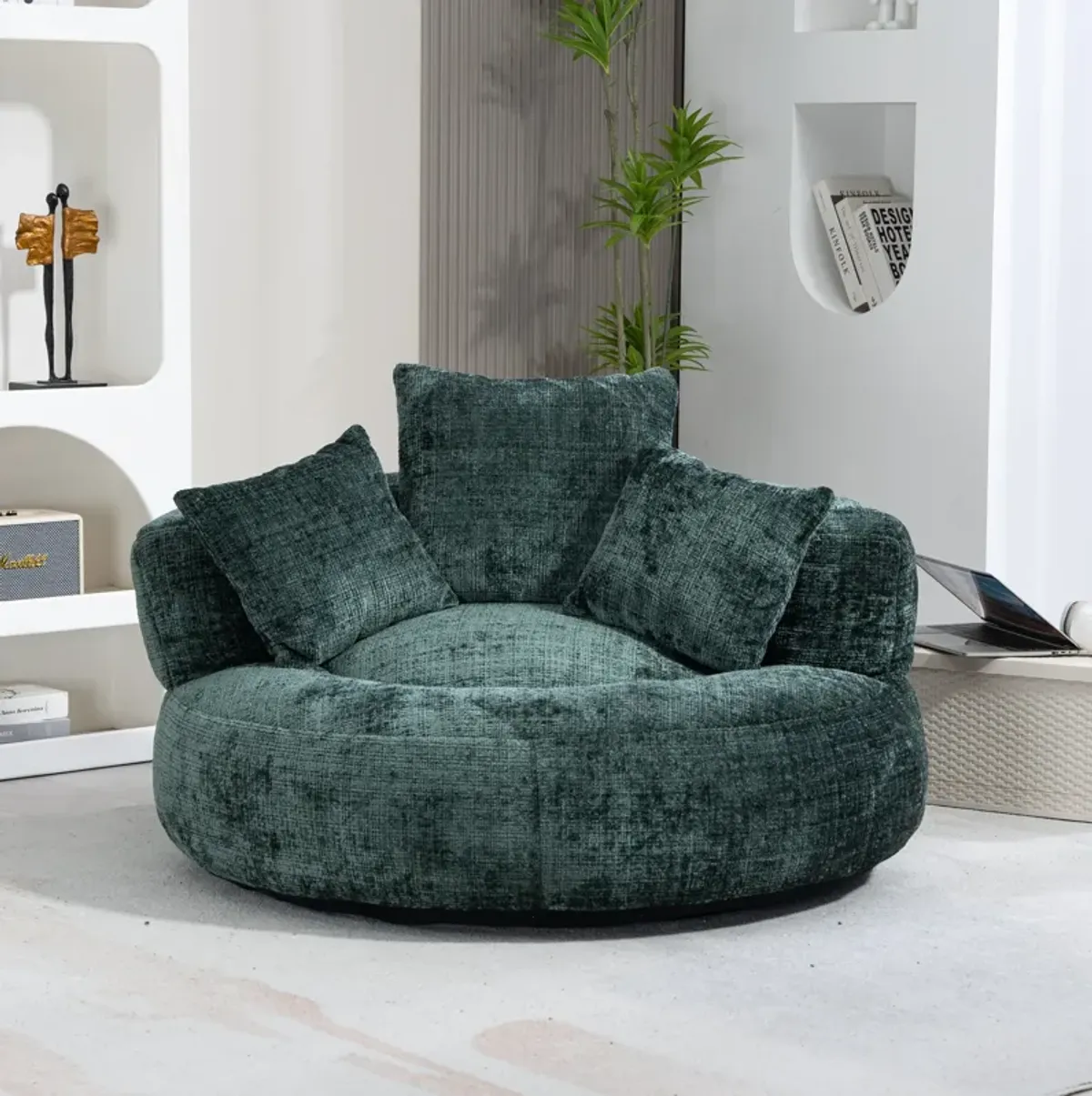 Mondawe Lazy Sofa Comfort Lounger High Back Bean Bag Chair Couch With Three Pillows