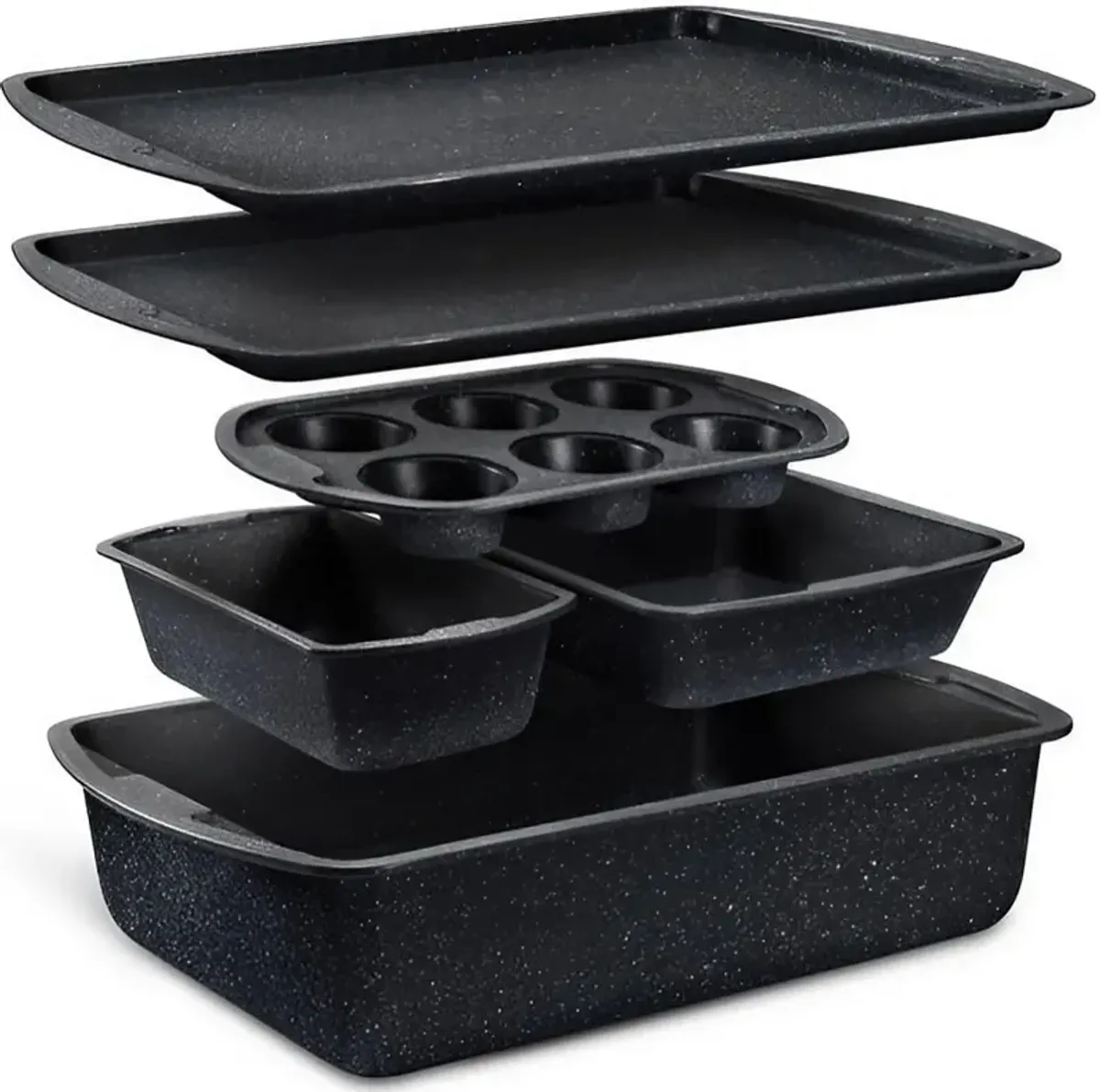 Bakken Swiss - Bakeware Set – 6 Piece – Stackable, Deluxe, Non-Stick Baking Pans for Professional and Home Cooking – Carbon Steel
