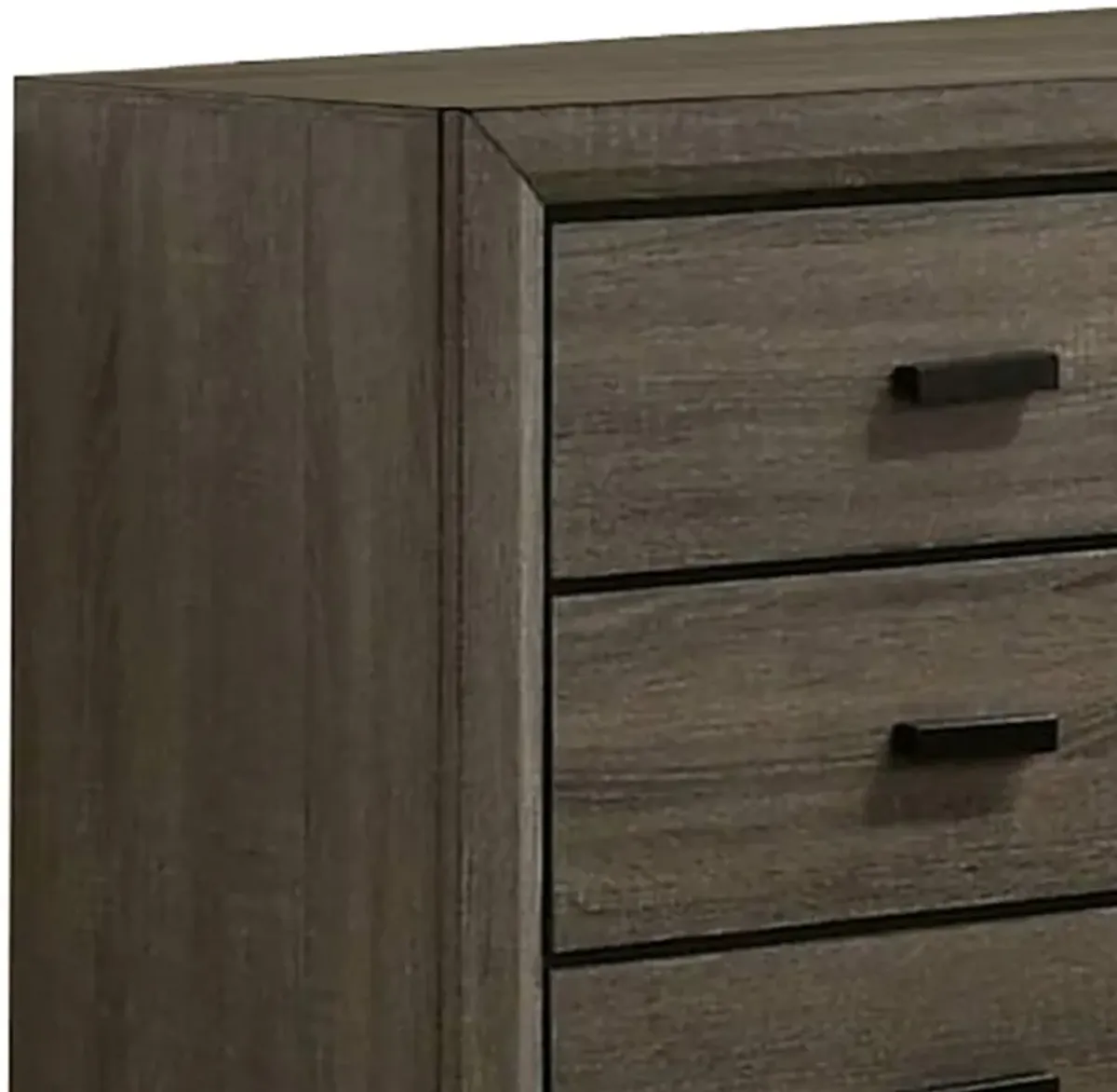 Dresser with Black Rectangular Pulls, Gray-Benzara