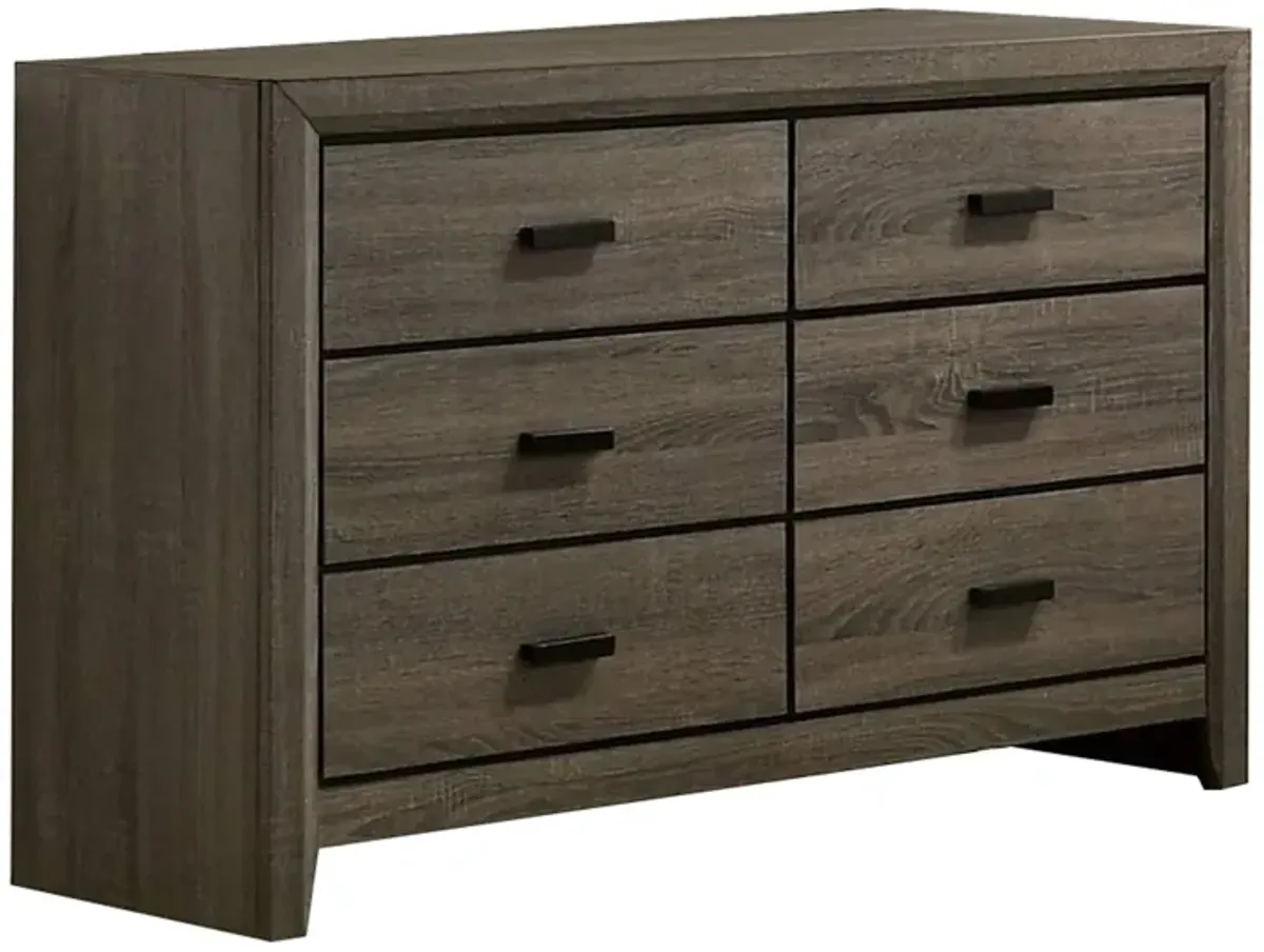 Dresser with Black Rectangular Pulls, Gray-Benzara