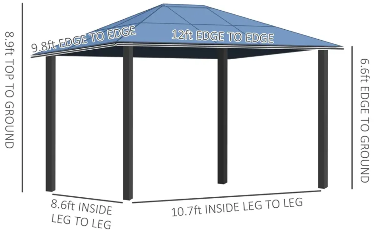 Durable Garden Shelter: 10'x12' Hardtop Gazebo with Polycarbonate Roof