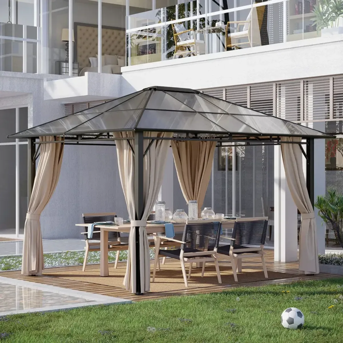 Durable Garden Shelter: 10'x12' Hardtop Gazebo with Polycarbonate Roof