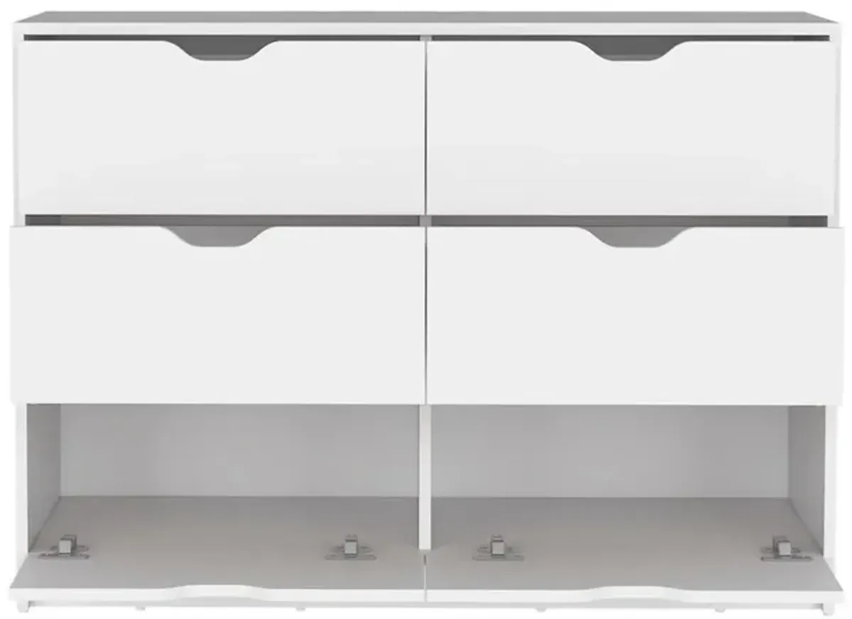 DEPOT E-SHOP Houma 4 Drawer Dresser with 2 Lower Cabinets, Drawer Chest, White