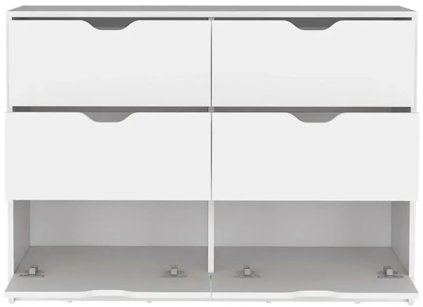 DEPOT E-SHOP Houma 4 Drawer Dresser with 2 Lower Cabinets, Drawer Chest, White