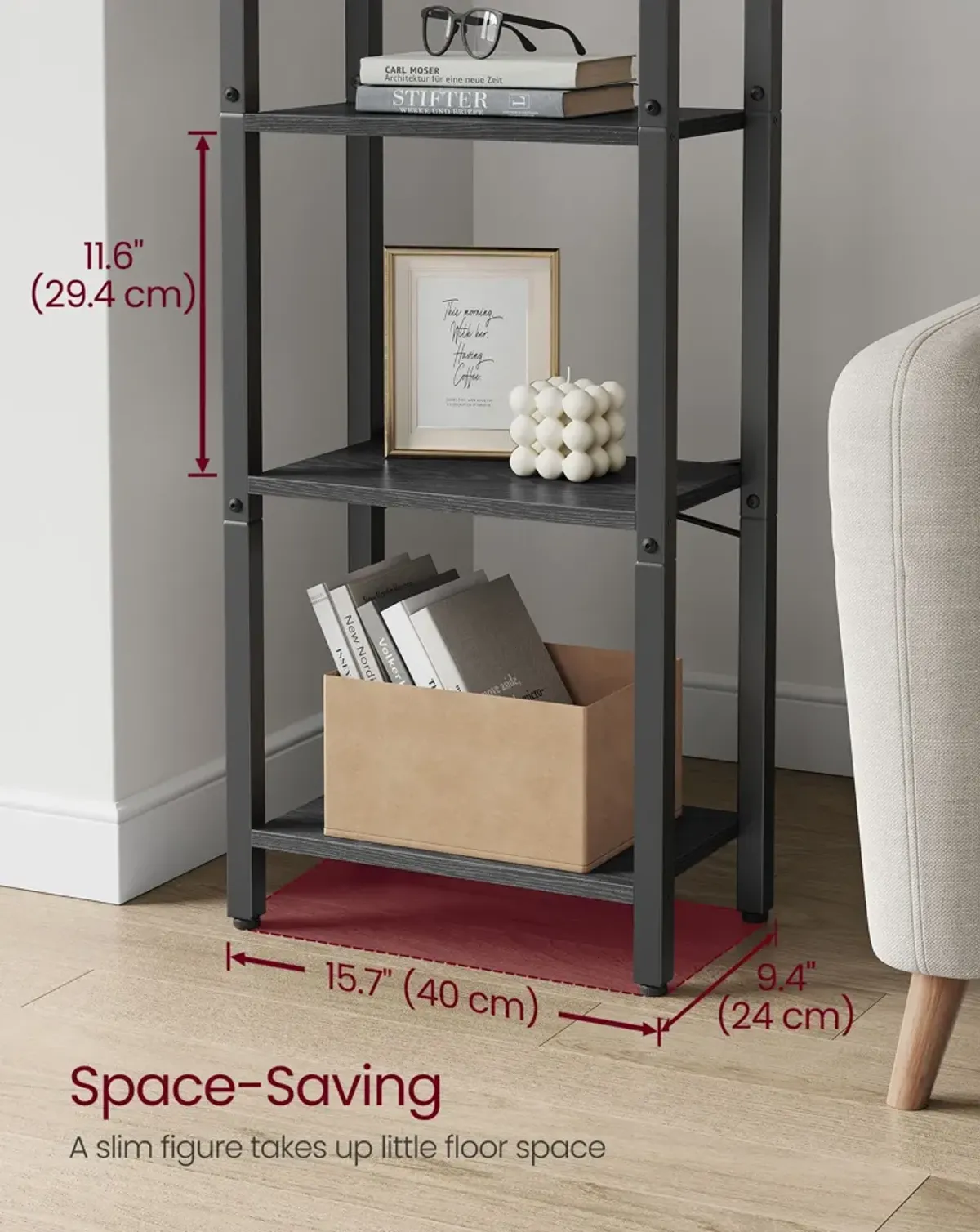 Elegant Narrow Bookshelf Perfect for Living Rooms and Bedrooms