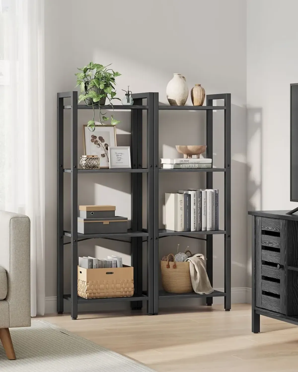 Elegant Narrow Bookshelf Perfect for Living Rooms and Bedrooms