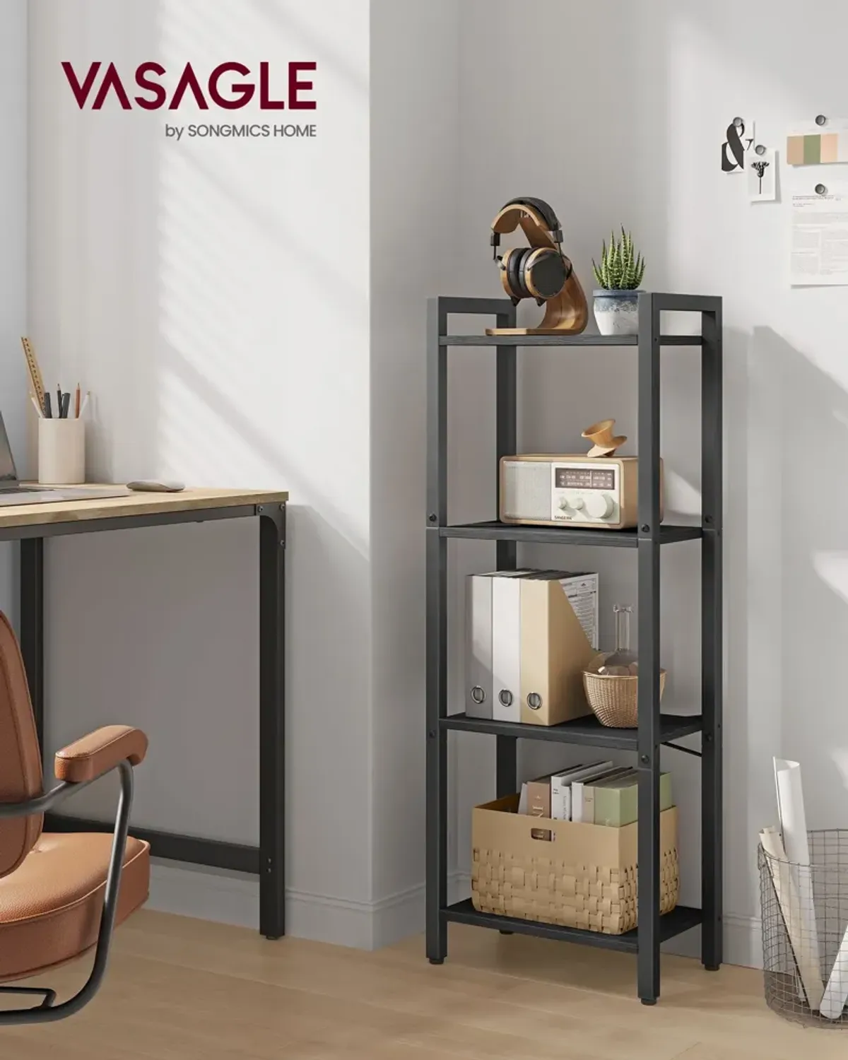 Elegant Narrow Bookshelf Perfect for Living Rooms and Bedrooms