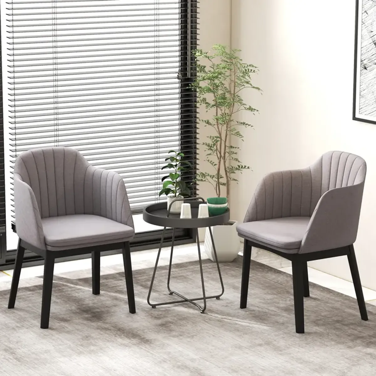 Upholstered Velvet Accent Modern Dining Chairs Set of 2 with Curved Backrests