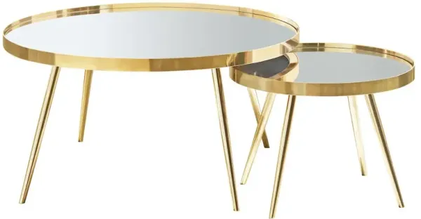 Coaster Co. of America Kaelyn 2-piece Round Mirror Top Nesting Coffee Table Gold
