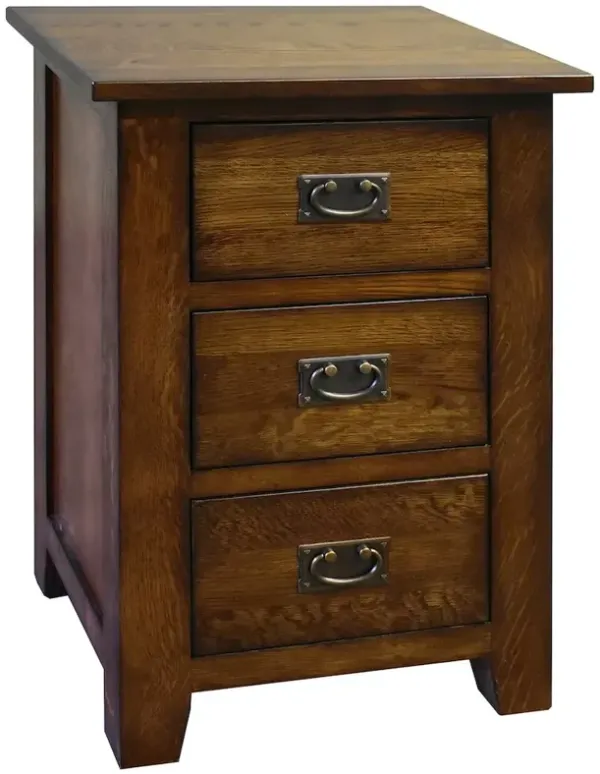 Crafters and Weavers Mission Quarter Sawn Oak 3 Drawer Nightstand - Michael's Cherry