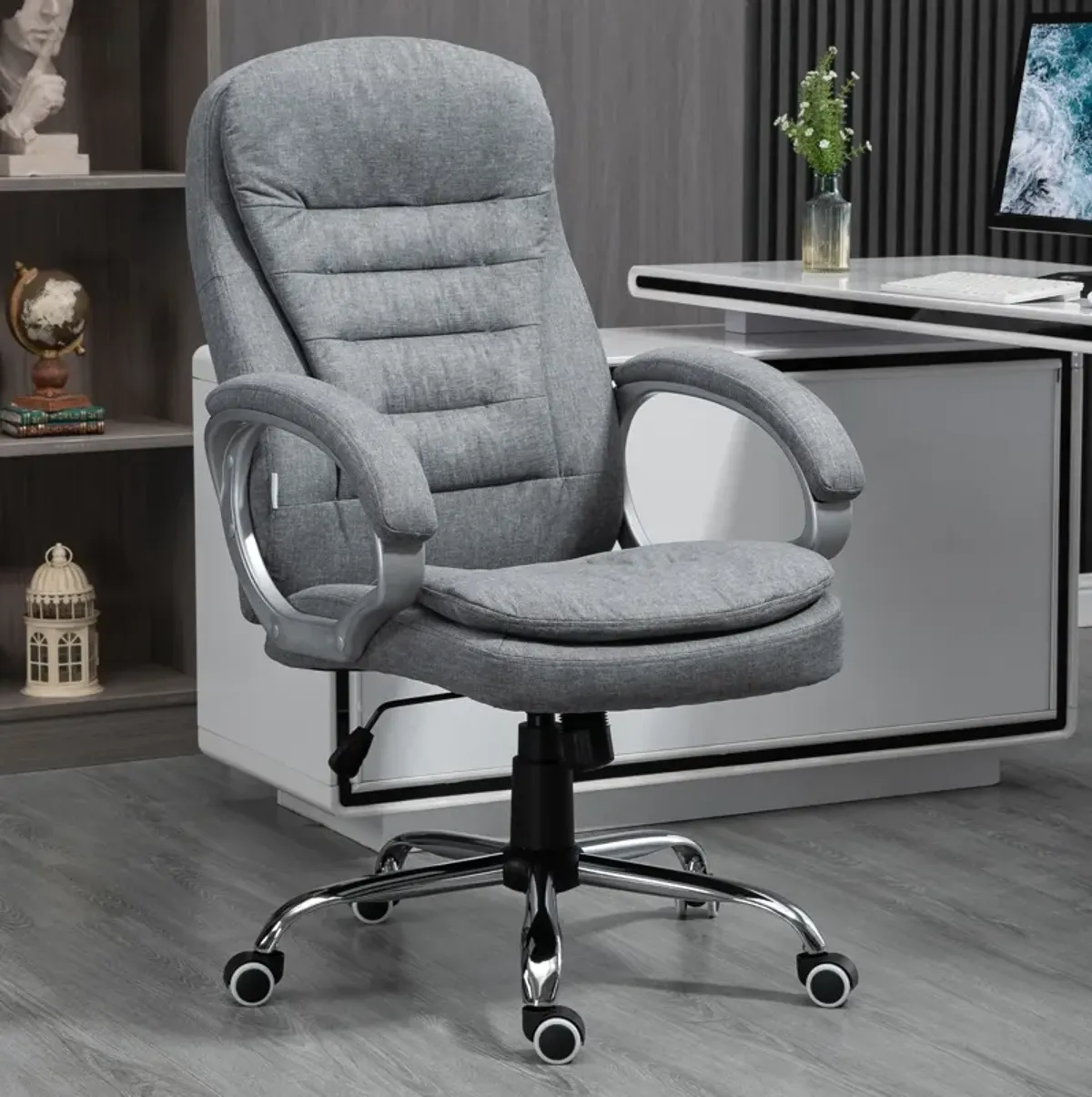 Gray Executive Comfort: High Back Adjustable Home Office Chair