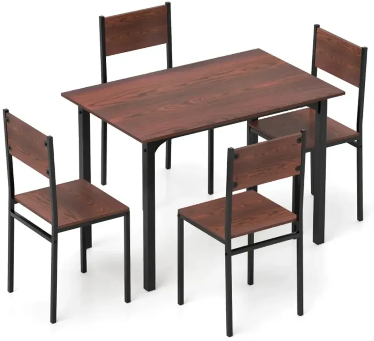 Hivvago 5 Piece Dining Table Set Industrial Style Kitchen Table and Chairs for 4